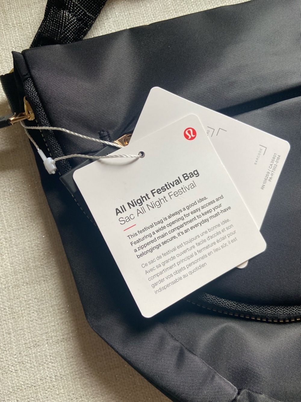 lululemon athletica All Night Festival Bag - Black with Gold Hardware